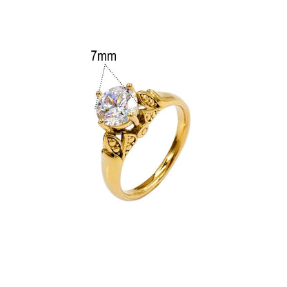 18K PVD Gold Plated 7mm Zircon Luxury Ring