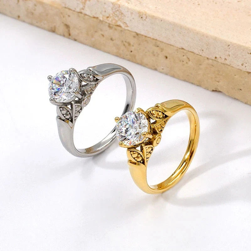 18K PVD Gold Plated 7mm Zircon Luxury Ring