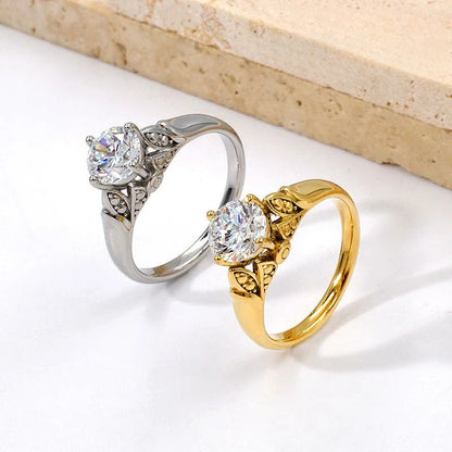 18K PVD Gold Plated 7mm Zircon Luxury Ring