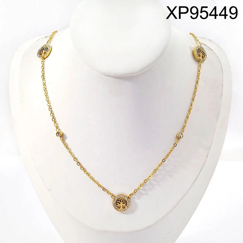 18K Gold Plated Tree Leaf Flower Infinity Necklace