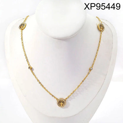 18K Gold Plated Tree Leaf Flower Infinity Necklace