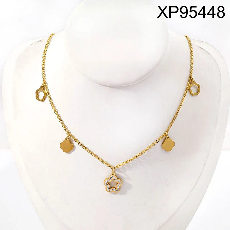 18K Gold Plated Tree Leaf Flower Infinity Necklace
