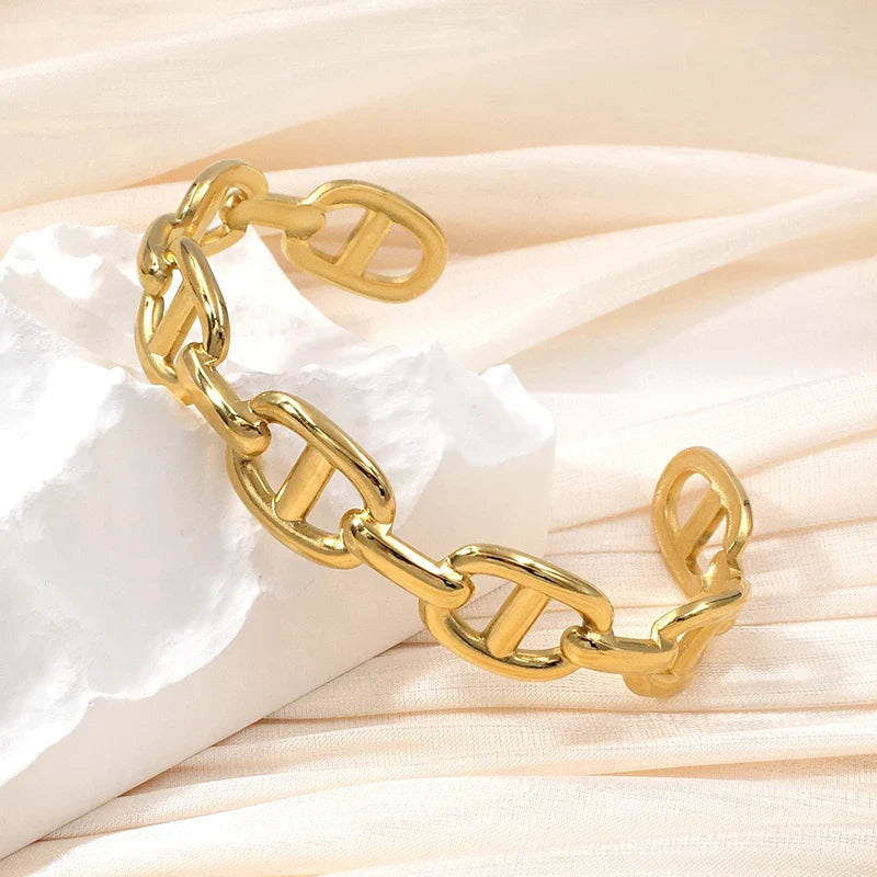 18K Gold Plated Cuff Bangle Bracelet