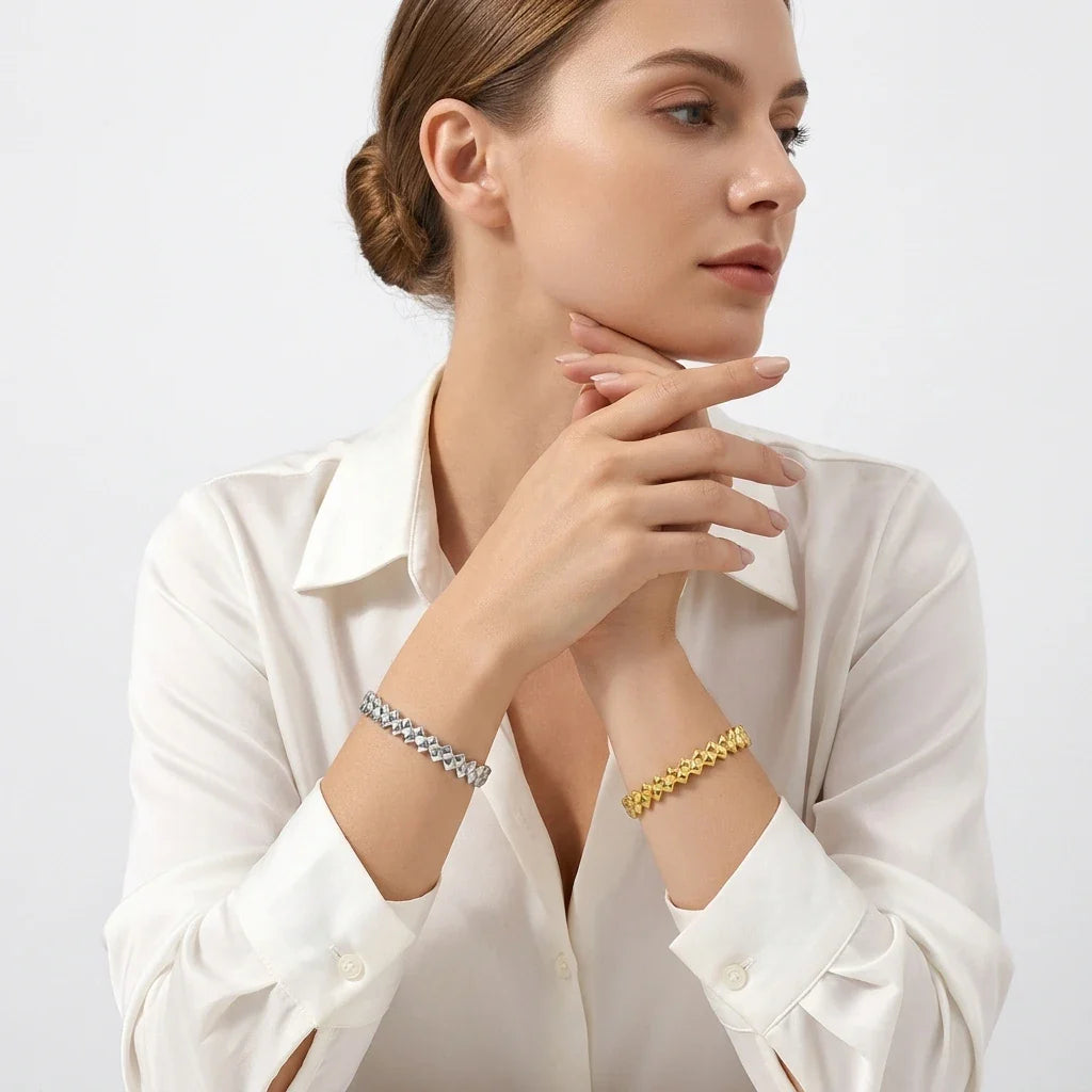 Trendy Elegant Stainless Steel Gold Plated Open Cuff Bangles