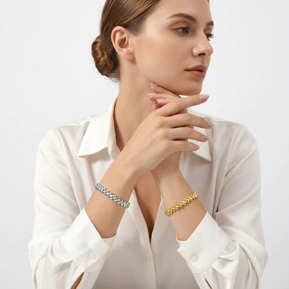 Trendy Elegant Stainless Steel Gold Plated Open Cuff Bangles