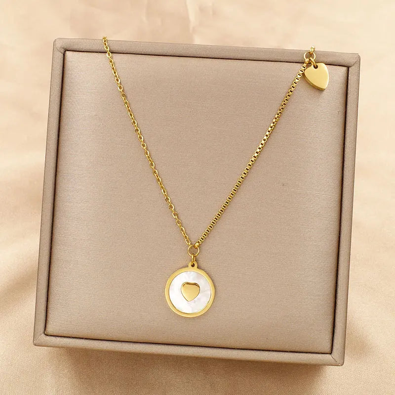 Stainless Steel 18K Gold Plated Layered Link Chain with Pendant