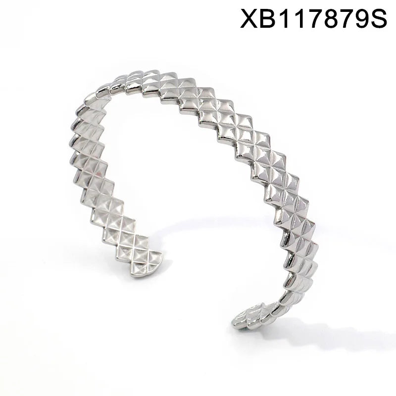 Trendy Elegant Stainless Steel Gold Plated Open Cuff Bangles