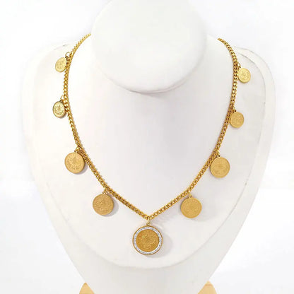 Trendy Elegant 18K Gold Plated Coin Necklace
