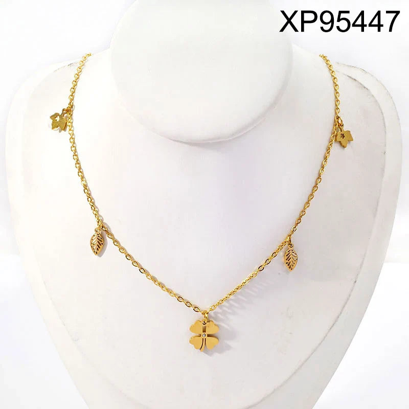 18K Gold Plated Tree Leaf Flower Infinity Necklace