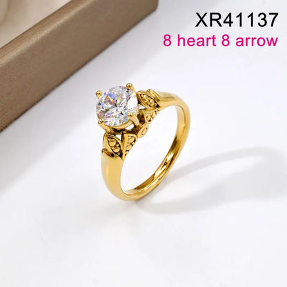 18K PVD Gold Plated 7mm Zircon Luxury Ring
