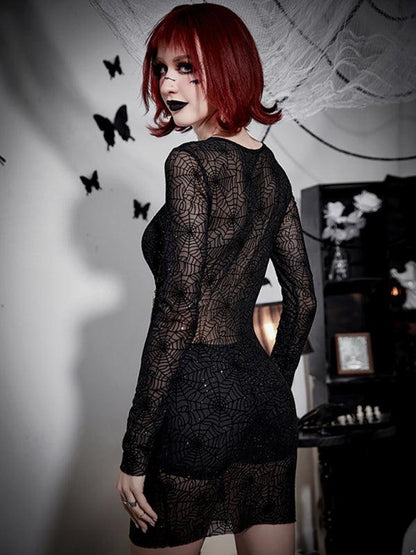 Halloween New Spider Web Powder Sexy Butterfly Dress