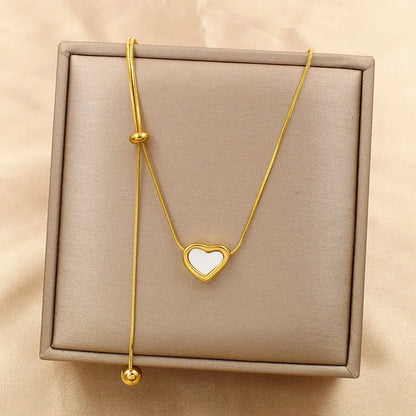 Stainless Steel 18K Gold Plated Layered Link Chain with Pendant