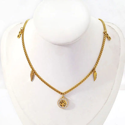 18K Gold Plated Tree Leaf Flower Infinity Necklace
