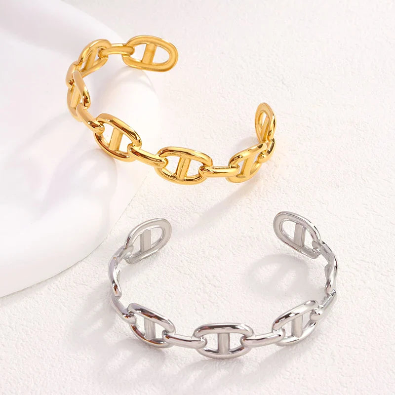 18K Gold Plated Cuff Bangle Bracelet