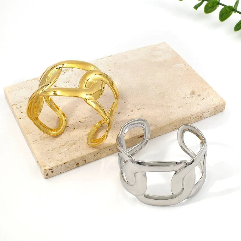 Designer Chunky 18K Gold Plated Tarnish Free Cuff Bangle