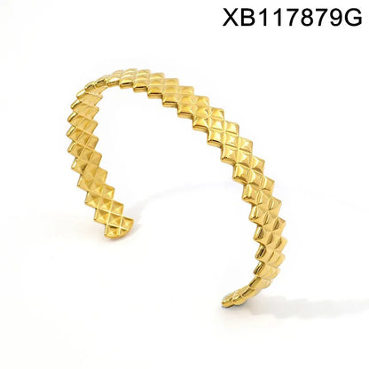 Trendy Elegant Stainless Steel Gold Plated Open Cuff Bangles
