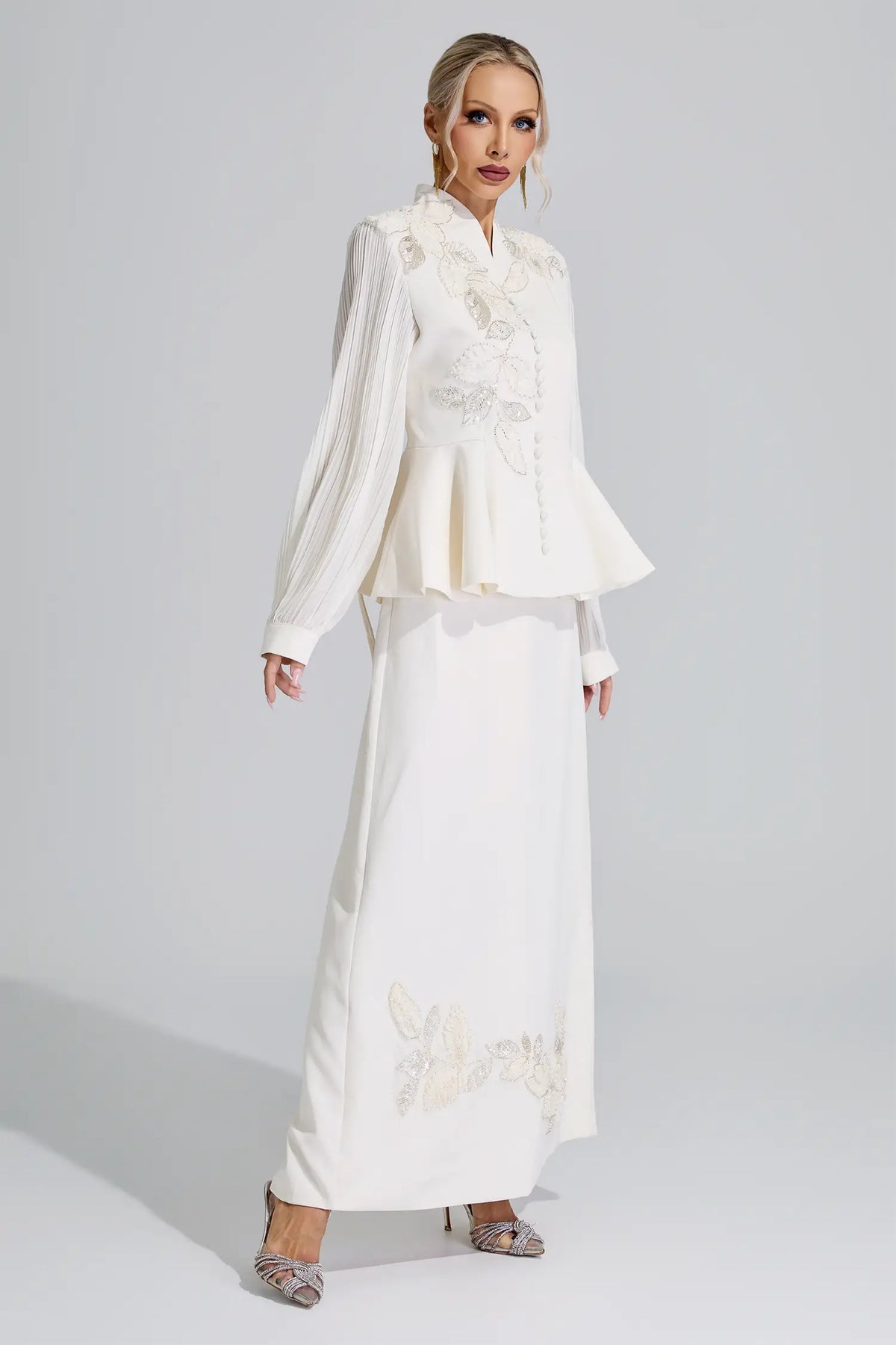Himiko Apricot Floral Blazer Set