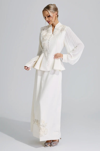 Himiko Apricot Floral Blazer Set