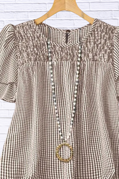 Plus Size Gingham Ruffle Blouse