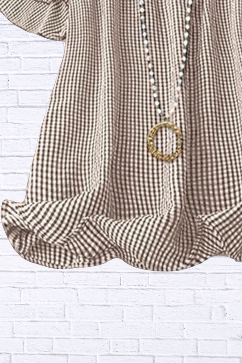 Plus Size Gingham Ruffle Blouse