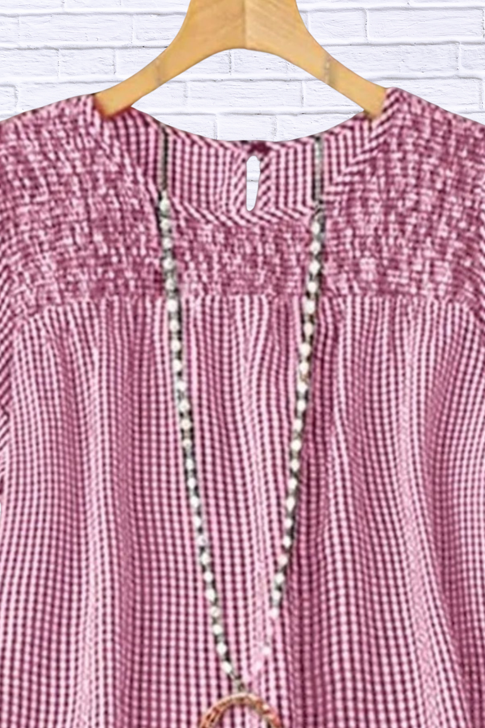 Plus Size Gingham Ruffle Blouse