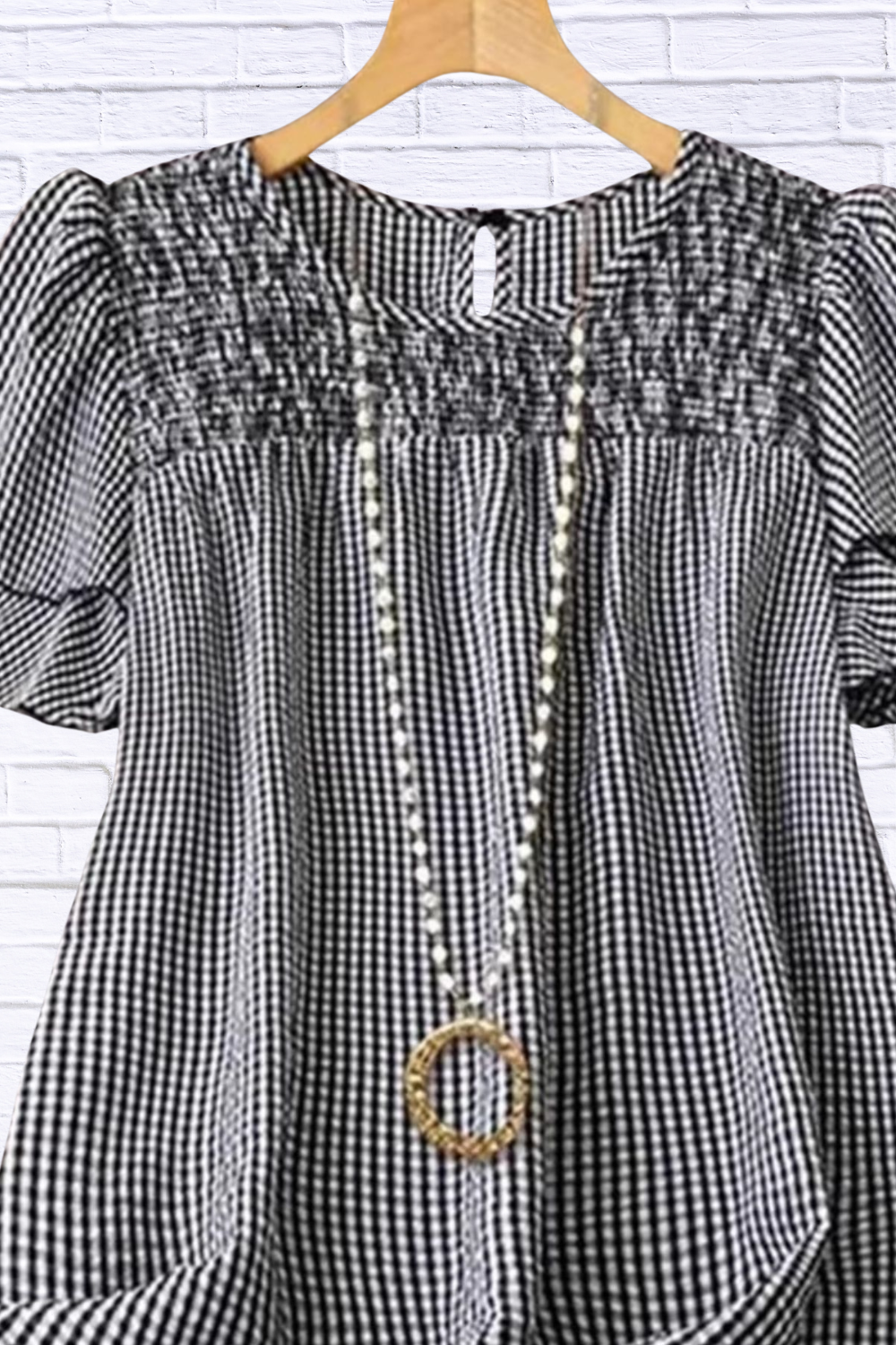 Plus Size Gingham Ruffle Blouse