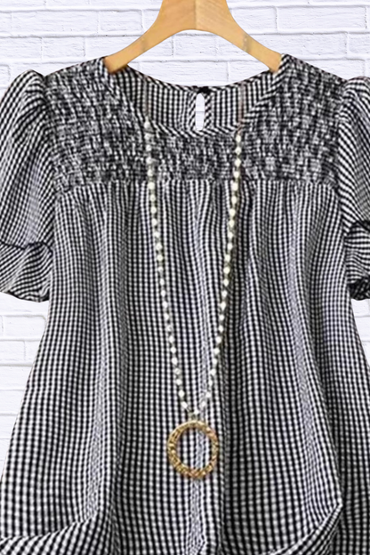 Plus Size Gingham Ruffle Blouse