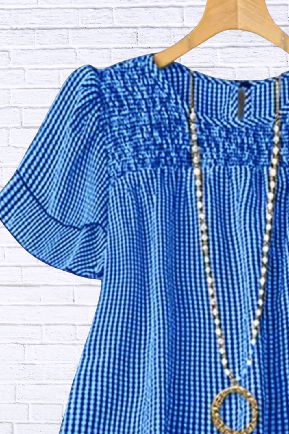Plus Size Gingham Ruffle Blouse