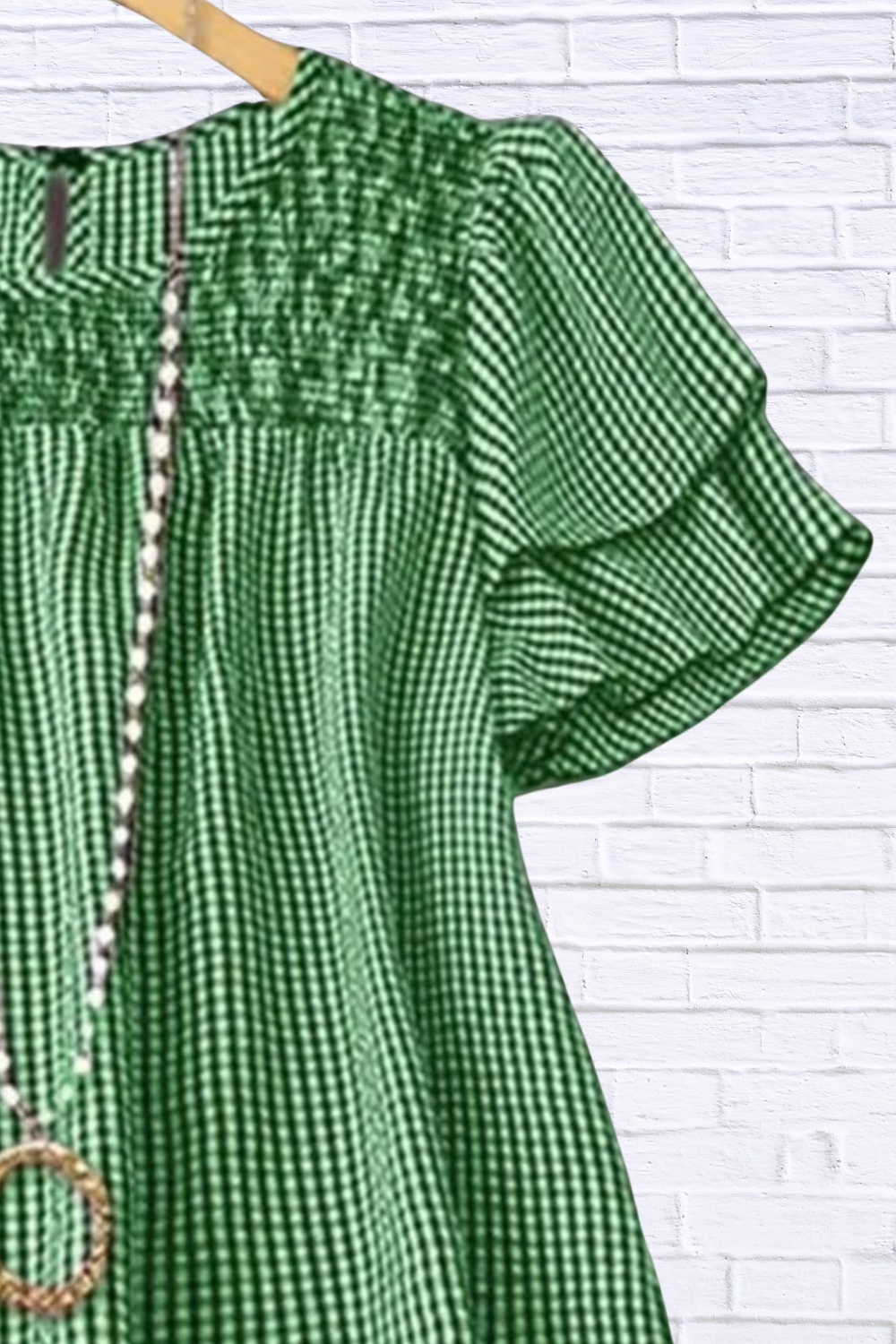 Plus Size Gingham Ruffle Blouse