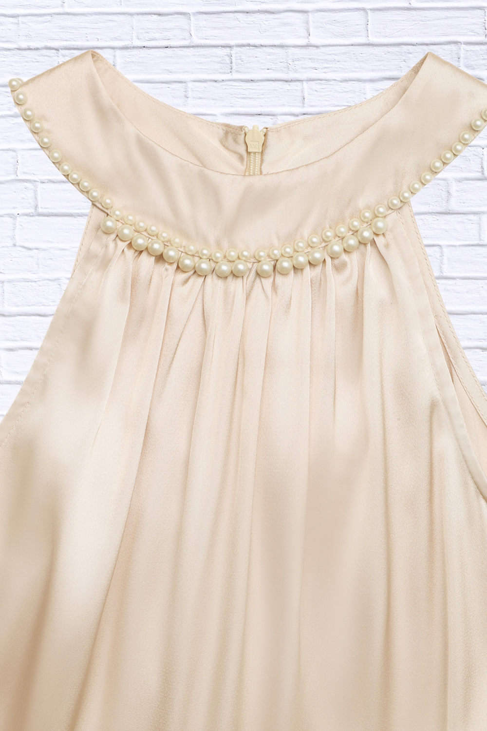 Pearl Halter Satin Midi Dress