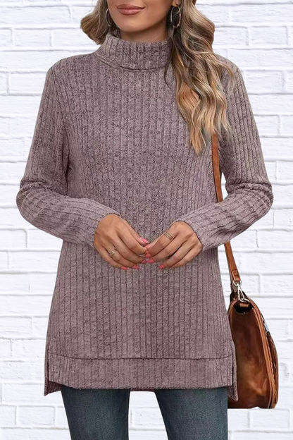 Turtleneck High Low Top Lavender