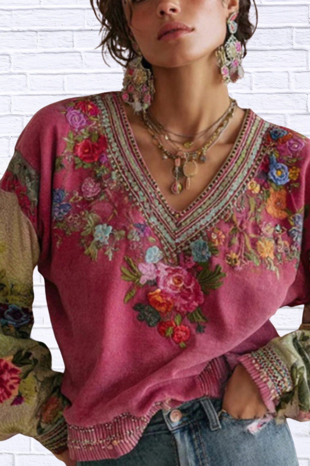 Plus Size Floral V-Neck Blouse for Women | Elegant Boutique Fashion Top