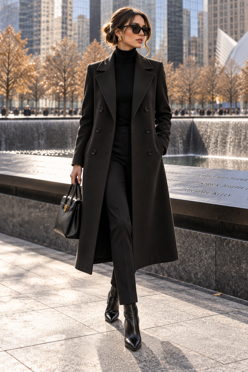 Double-Breasted Lapel Collar Coat for Women