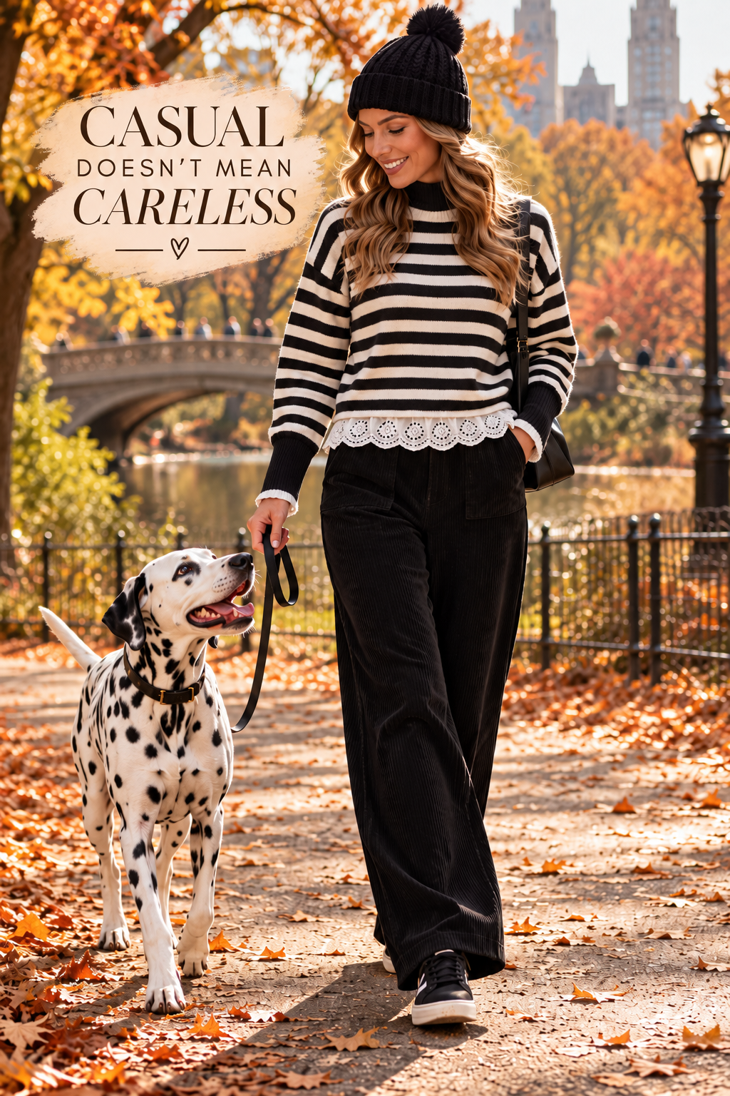 Striped High Neck Contrast Ruffle Detail Sweater for Women