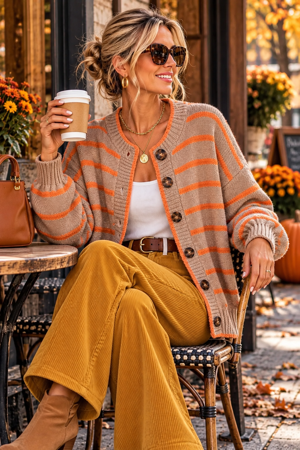 Striped Knit Cardigan for Women – Relaxed Button-Down Sweater