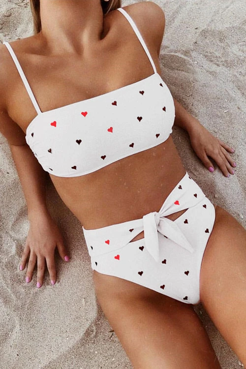 Clidress Cute Love Bow Waist Bikini