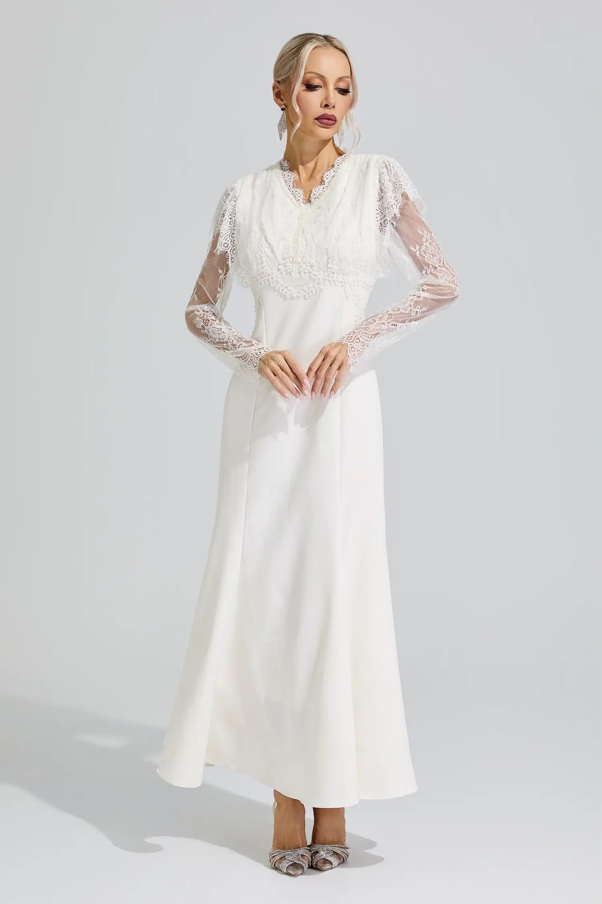 Jael Apricot Lace Mermaid Maxi Dress