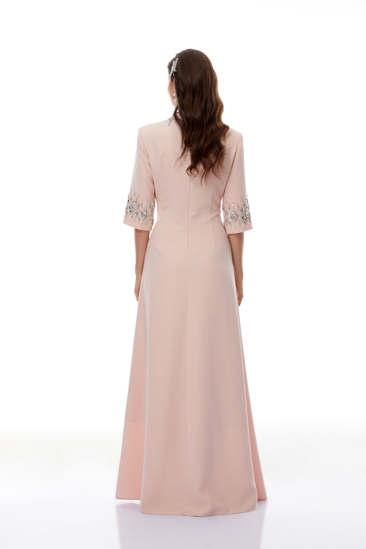 Klaudia Pink Embellished Corset Maxi Dress