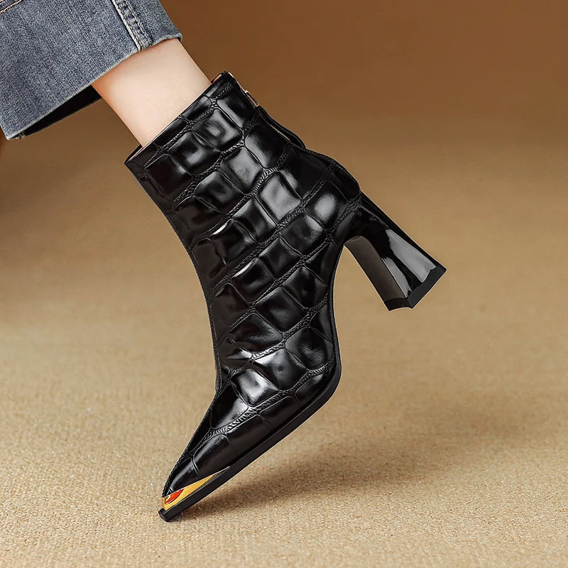 Marcella Croc Genuine Leather Boots