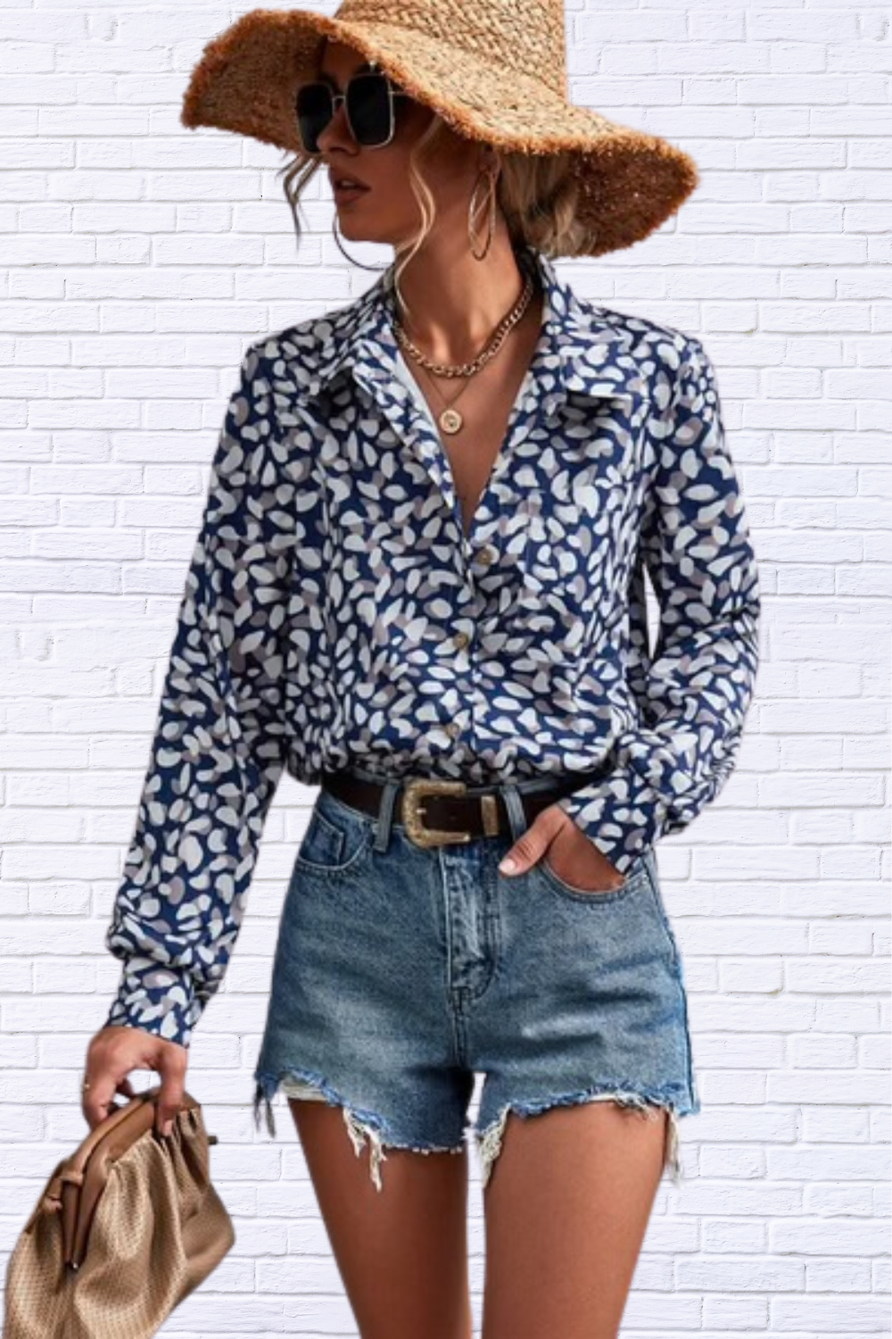 Women's Long Sleeve Blouse NAVY