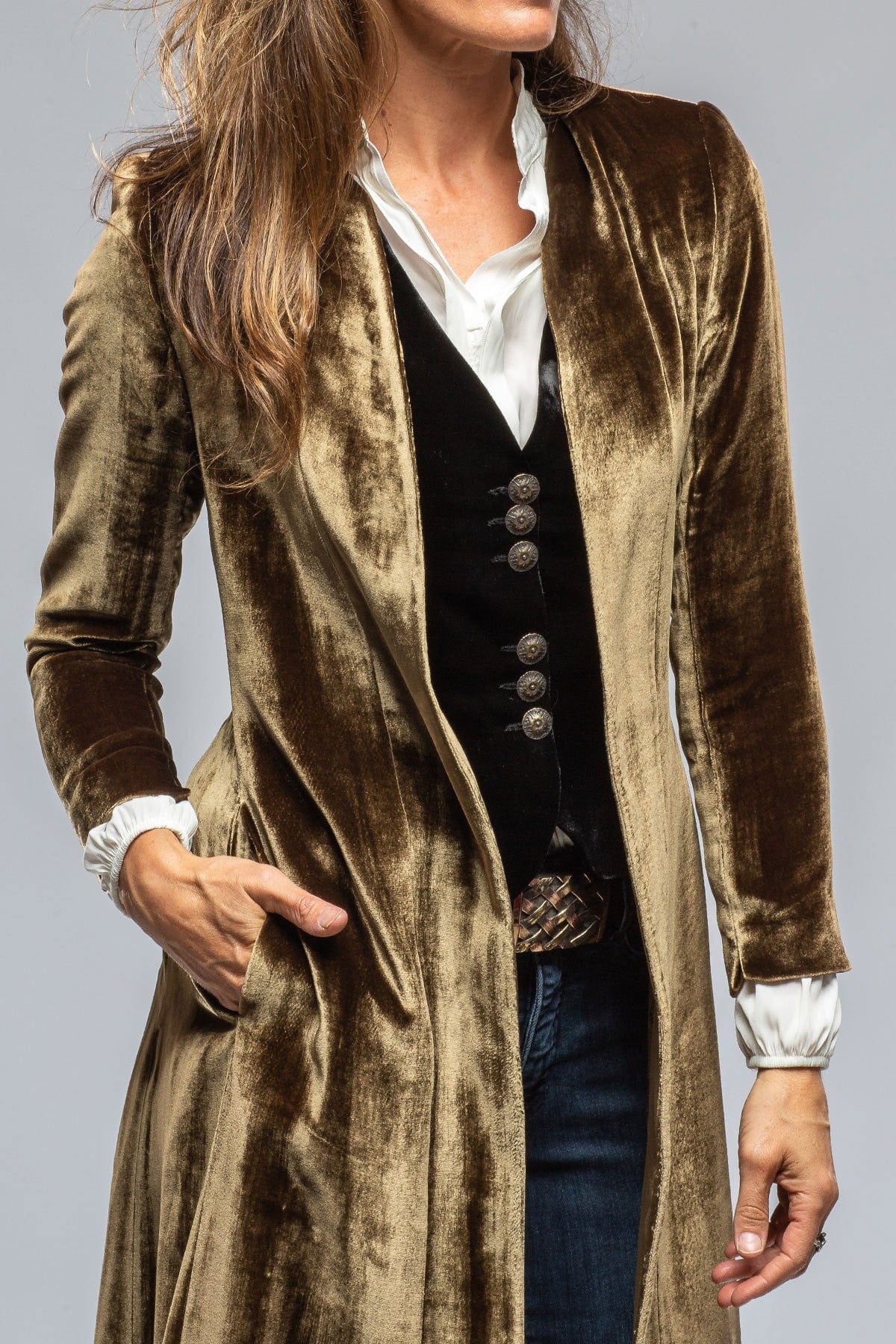 Velvet Long Split Long Coat