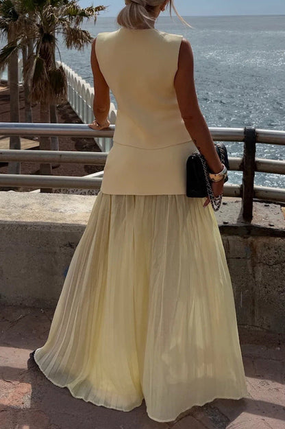 Clidress Fashion Vest & Chiffon Skirt Set