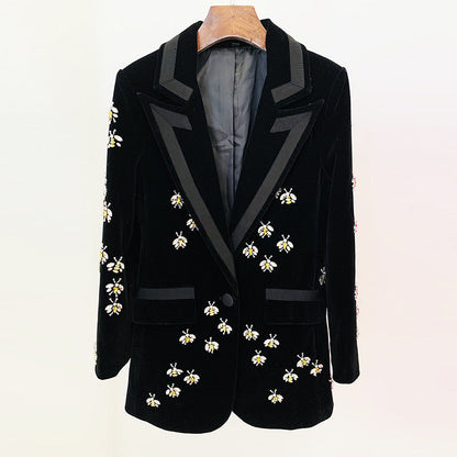 Emeblished Velvet Blazer Black