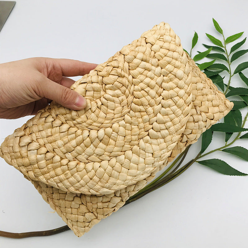 Corn Husk Straw Bag Clutch Bag Handmade Eco Friendly One Size Shallow Coffee