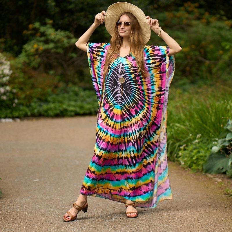 Alexis Printed Versatile Kaftans One Size Rose Blooming