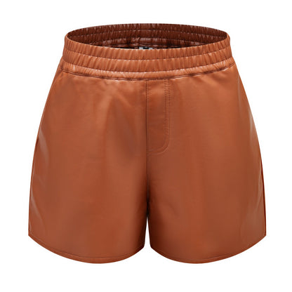 Dani Faux Leather Shorts Casual camel
