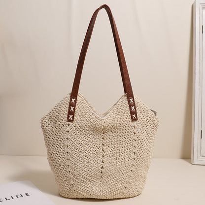 Shoulder Bag Cotton Hand Made Natural Crochet One Size Cream