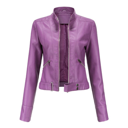 Motorcycle Jacket Faux Leather violet