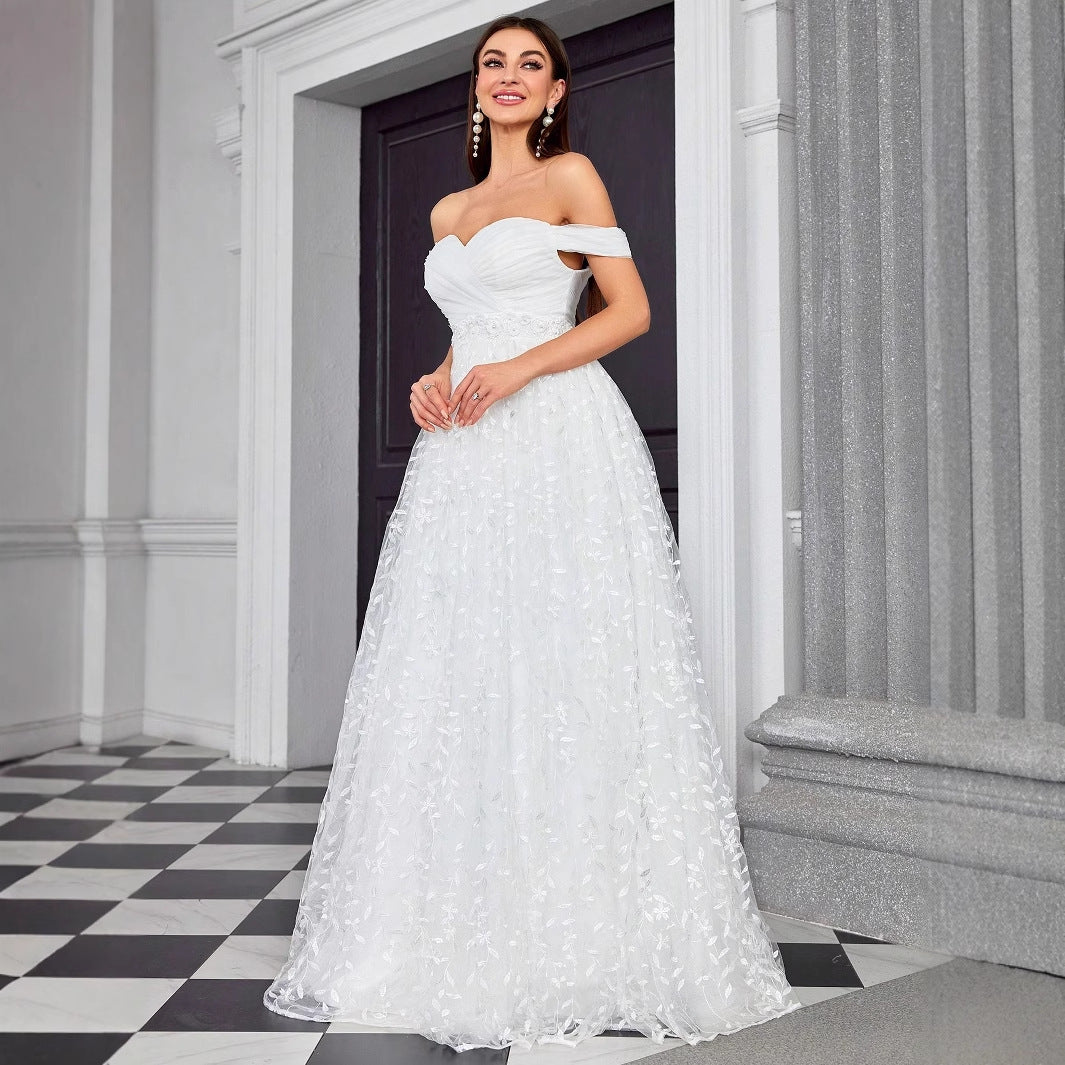 Off Shoulder Evening Dress Elegant Wedding Dress