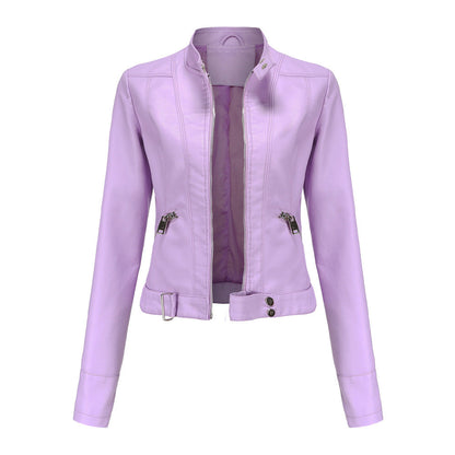Motorcycle Jacket Faux Leather Light Cherry Pink
